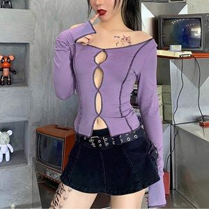 Lavender long sleeve shirt with peekaboo front